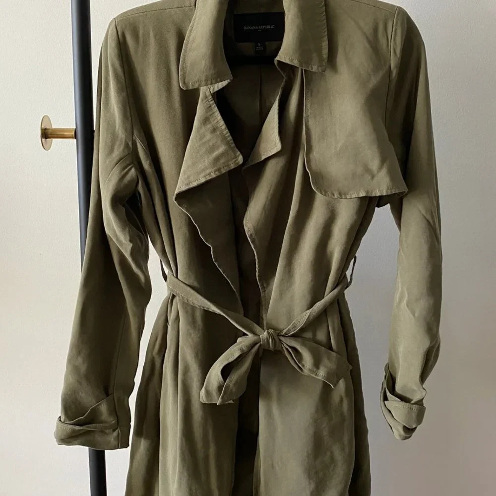 Banana Republic Olive Trench Coat - M - Picture 1 of 3